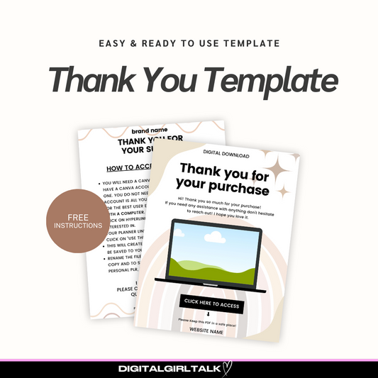 Thank You Download Instructions Template l Boho Themed